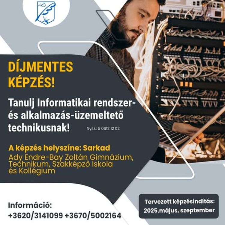Csatlakozz ingyenes "Informatikai rendszer- és alkalmazás-üzemeltető technikus" képzésünkhöz