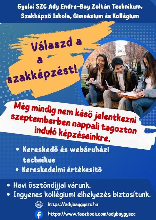 Tervezett képzéseink a 2026-2027 tanévben